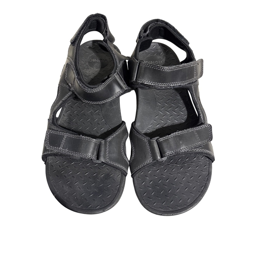 Vionic Black Leather Adjustable Strap Orthopedic Comfort Sandals Mens Size 12